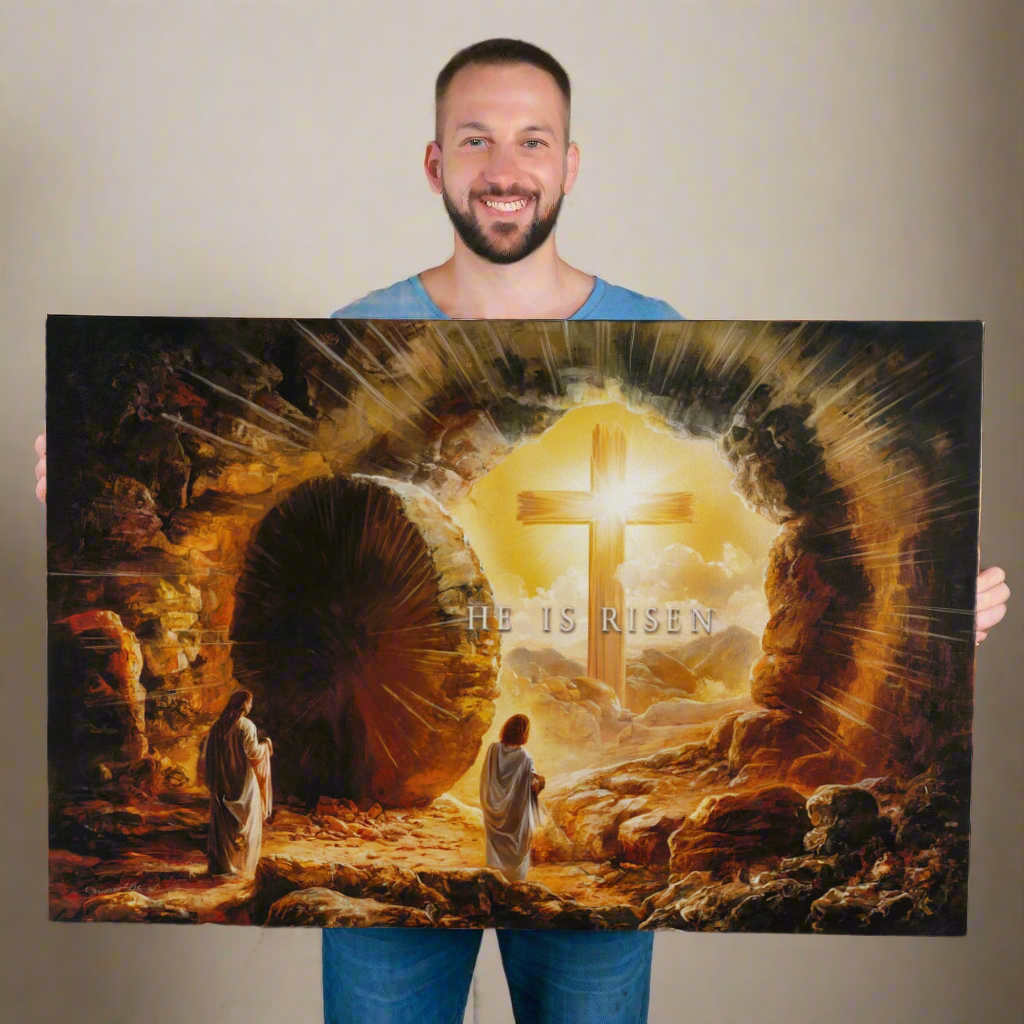 Open Tomb, He is Risen, Christian Gallery Wrapped Canvas, Easter Wall Art Print, Vision of Resurrection