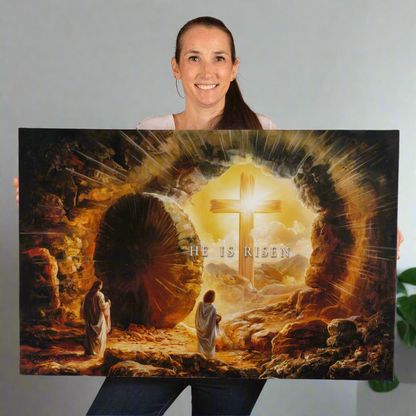 Open Tomb, He is Risen, Christian Gallery Wrapped Canvas, Easter Wall Art Print, Vision of Resurrection