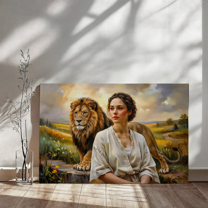 "Behind every Christian woman is the Lion of Judah." - Gallery Wrapped Canvas