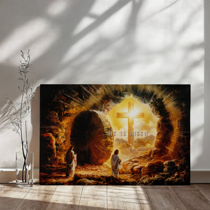 Open Tomb, He is Risen, Christian Gallery Wrapped Canvas, Easter Wall Art Print, Vision of Resurrection