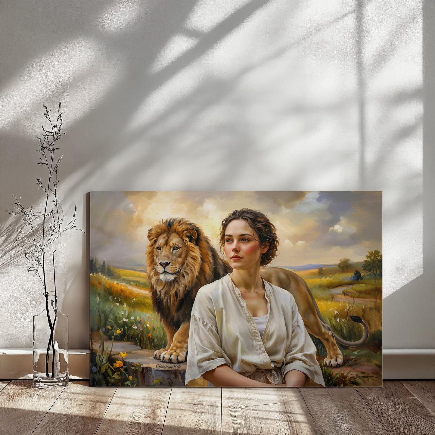"Behind every Christian woman is the Lion of Judah." - Gallery Wrapped Canvas