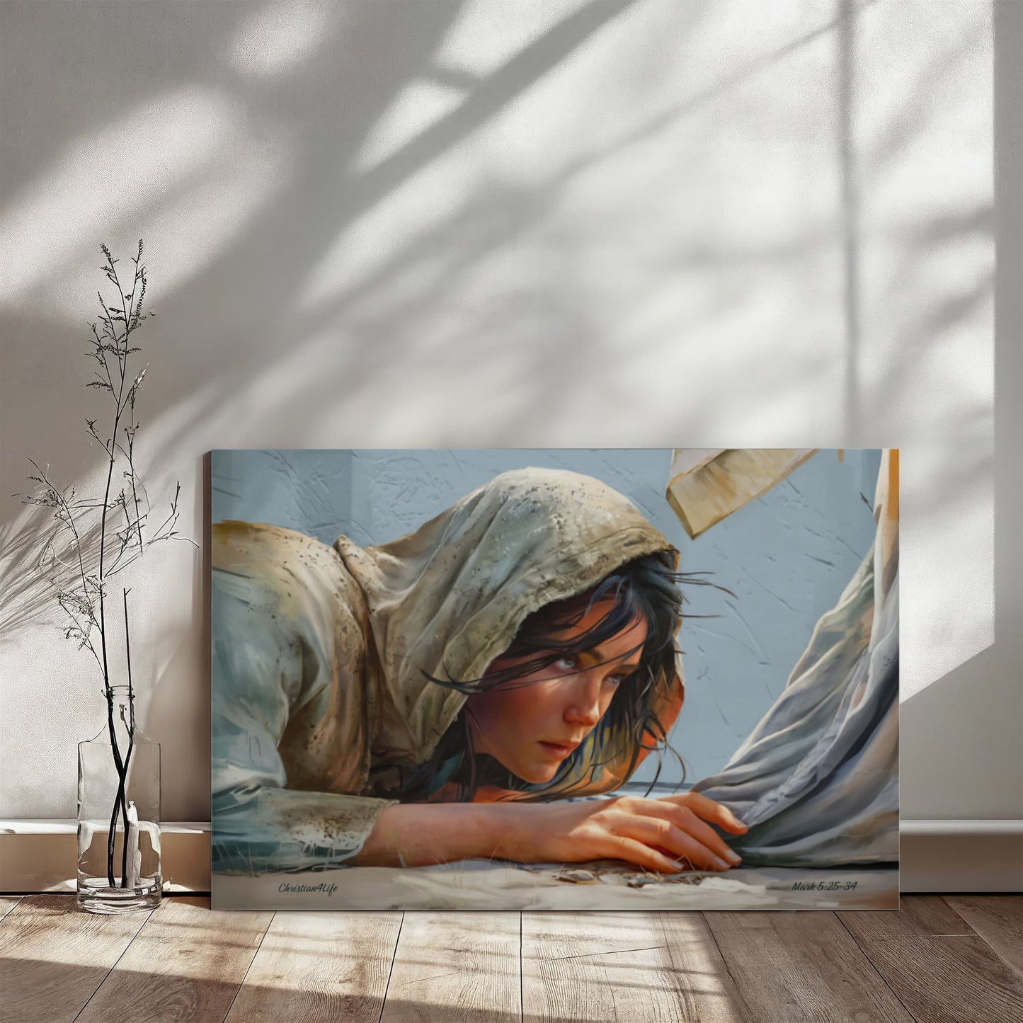 Woman Reaching to Touch the Hem of Jesus' Garment - Christian Gallery Wrapped Canvas Art Print