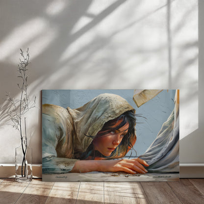 Woman Reaching to Touch the Hem of Jesus' Garment - Christian Gallery Wrapped Canvas Art Print