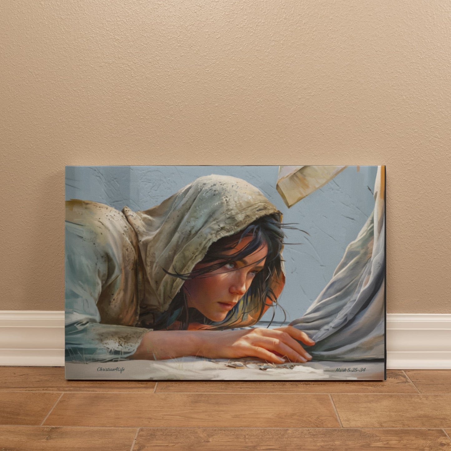 Woman Reaching to Touch the Hem of Jesus' Garment - Christian Gallery Wrapped Canvas Art Print