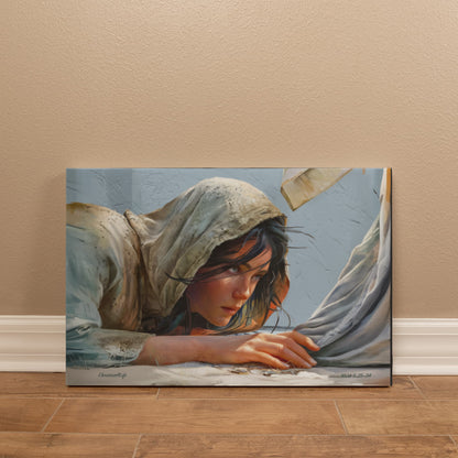 Woman Reaching to Touch the Hem of Jesus' Garment - Christian Gallery Wrapped Canvas Art Print