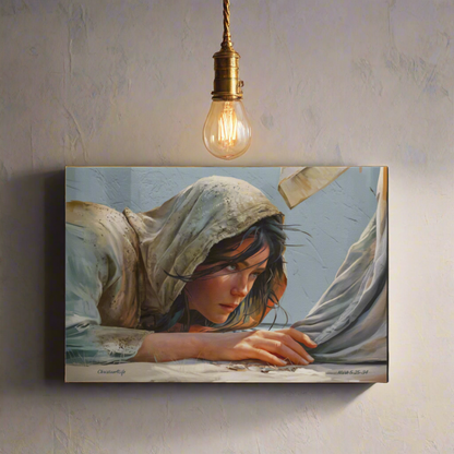 Woman Reaching to Touch the Hem of Jesus' Garment - Christian Gallery Wrapped Canvas Art Print