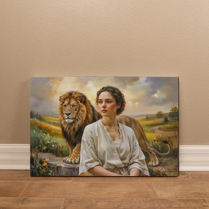 "Behind every Christian woman is the Lion of Judah." - Gallery Wrapped Canvas