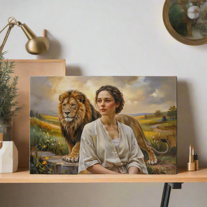 "Behind every Christian woman is the Lion of Judah." - Gallery Wrapped Canvas