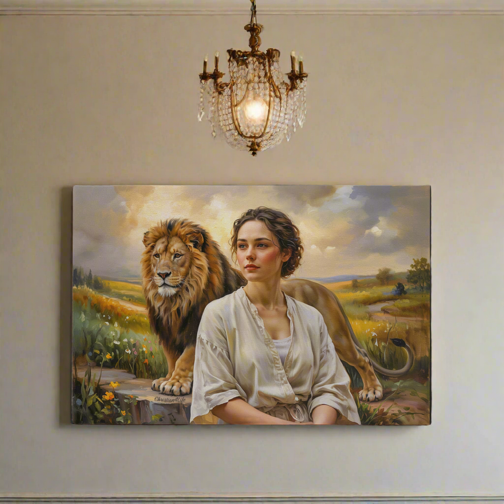"Behind every Christian woman is the Lion of Judah." - Gallery Wrapped Canvas