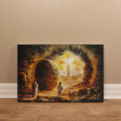 Open Tomb, He is Risen, Christian Gallery Wrapped Canvas, Easter Wall Art Print, Vision of Resurrection