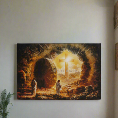Open Tomb, He is Risen, Christian Gallery Wrapped Canvas, Easter Wall Art Print, Vision of Resurrection