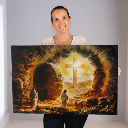 Open Tomb, He is Risen, Christian Gallery Wrapped Canvas, Easter Wall Art Print, Vision of Resurrection