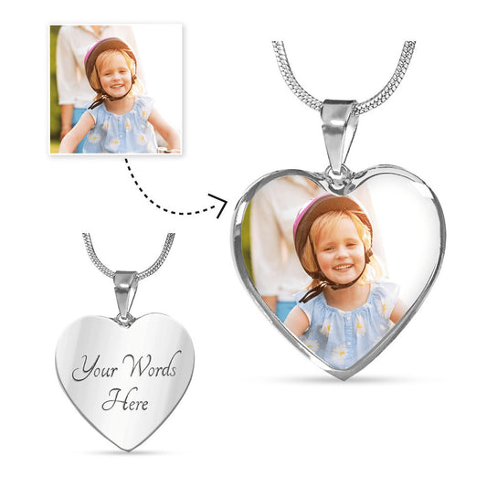 Personalized Heart Pendant Necklace (photo and message)