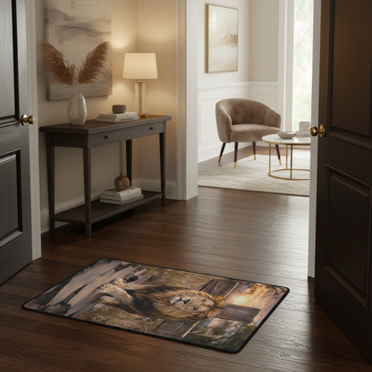 Lion of Judah, Rock and Cross - Area Rug with Black Binding 31"x20"