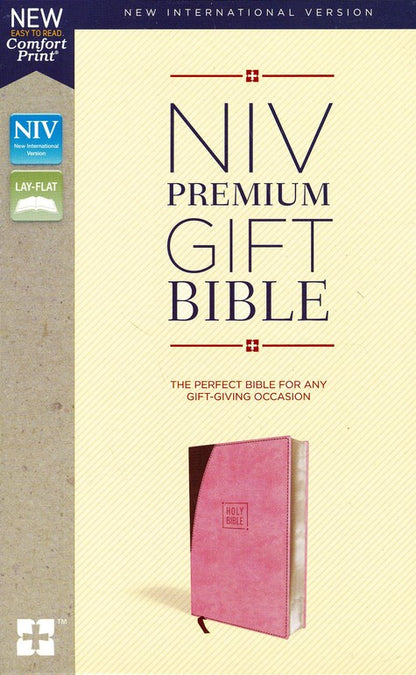 Niv, Premium Gift Bible, Leathersoft, Pink/Brown, Red Letter Edition, Comfort Print - Imitation Leather