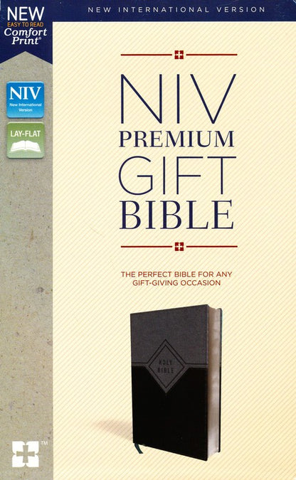Niv, Premium Gift Bible, Leathersoft, Black/Gray, Red Letter Edition, Comfort Print - Imitation Leather