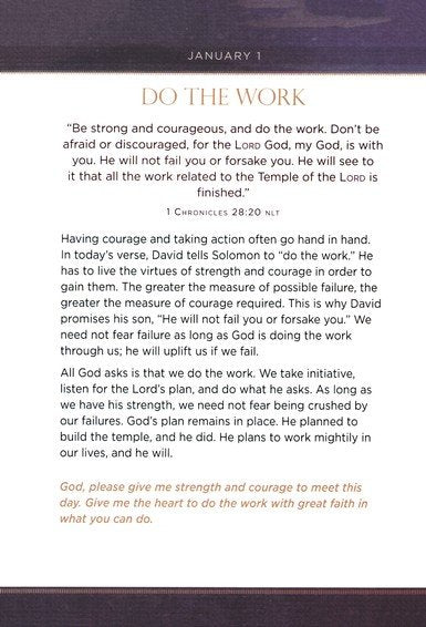 Text page from a devotional book with inspirational quote and prayer.