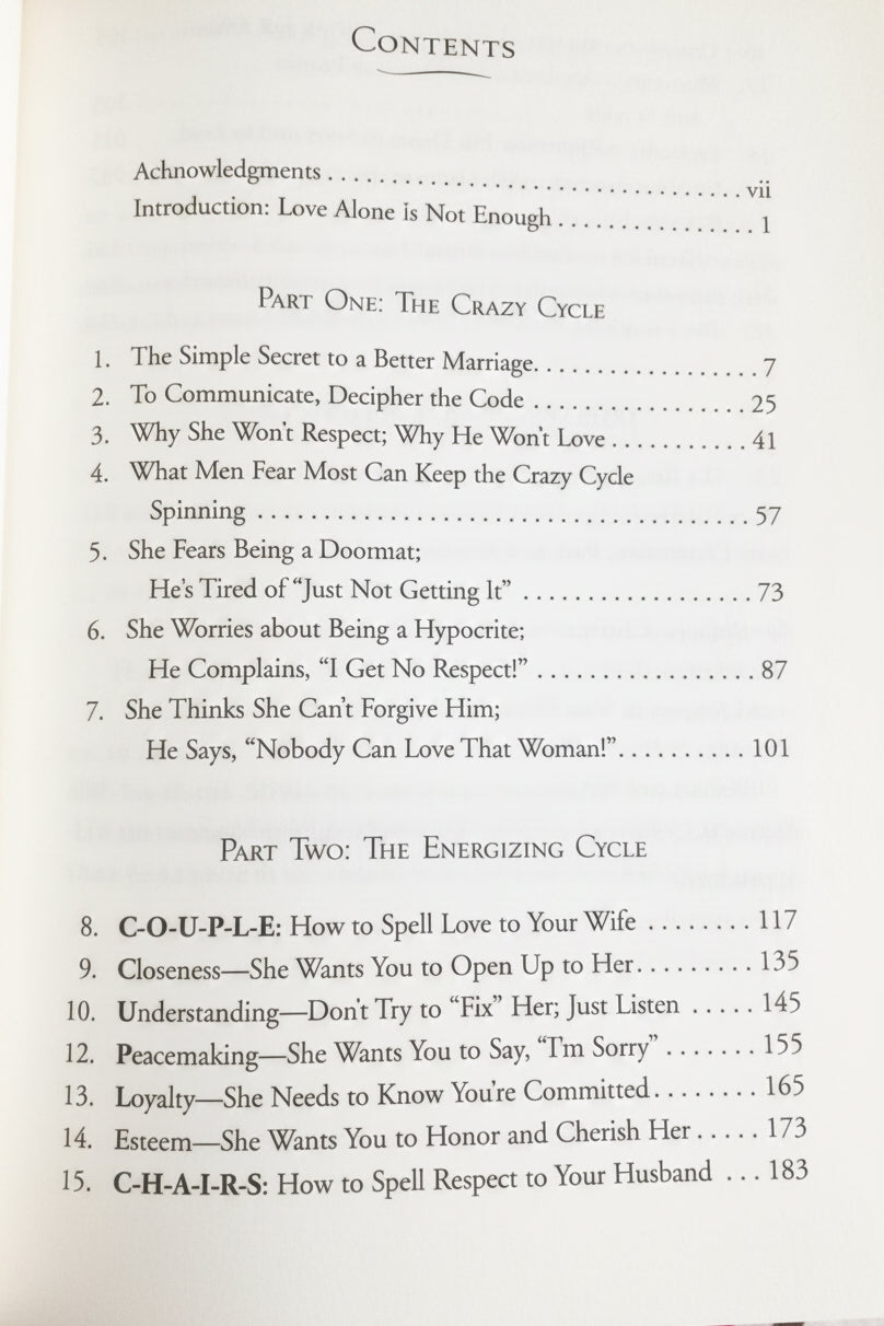 Table of contents page from a book with chapter titles and page numbers.