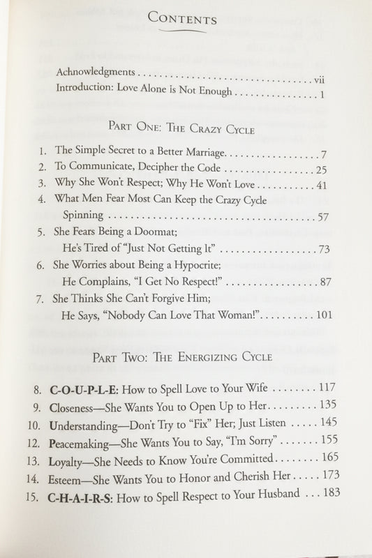 Table of contents page from a book with chapter titles and page numbers.