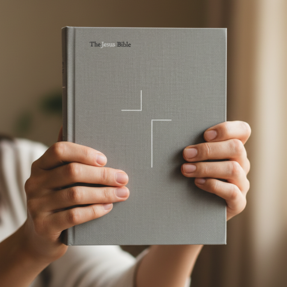 The Jesus Bible, NIV Edition, Cloth Over Board, Gray Linen, Comfort Print - Hardcover