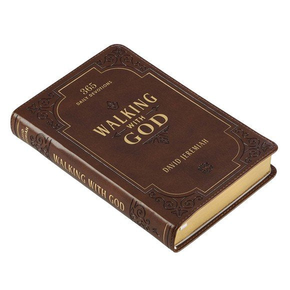Walking with God Devotional - Brown Faux Leather Daily Devotional for Men & Women 365 Daily Devotions - Leather