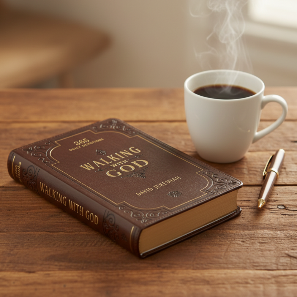 Walking with God Devotional - Brown Faux Leather Daily Devotional for Men & Women 365 Daily Devotions - Leather