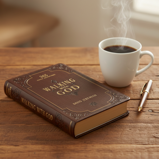 Walking with God Devotional - Brown Faux Leather Daily Devotional for Men & Women 365 Daily Devotions - Leather