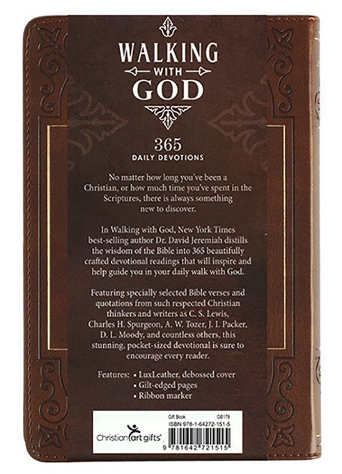 Walking with God Devotional - Brown Faux Leather Daily Devotional for Men & Women 365 Daily Devotions - Leather