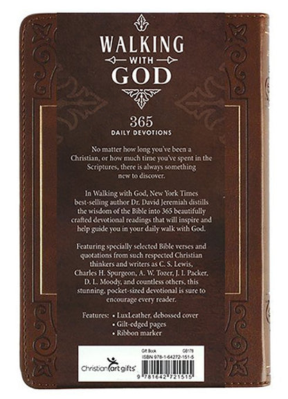 Walking with God Devotional - Brown Faux Leather Daily Devotional for Men & Women 365 Daily Devotions - Leather