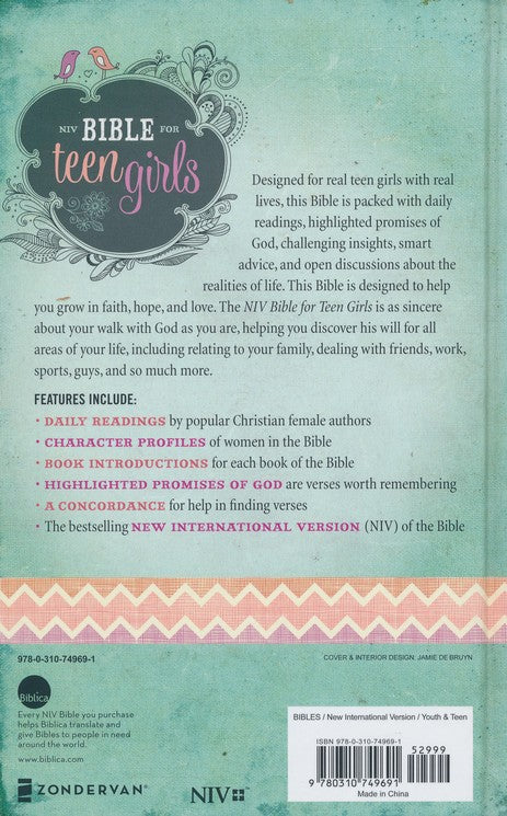 Bible for Teen Girls-NIV: Growing in Faith, Hope, and Love - Hardcover