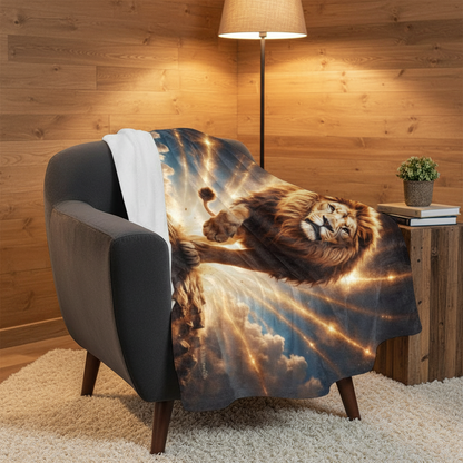 Lion of Judah, Holy Spirit, Clouds and Golden Rays -Ultra-Soft Micro Fleece Blanket (4 sizes)
