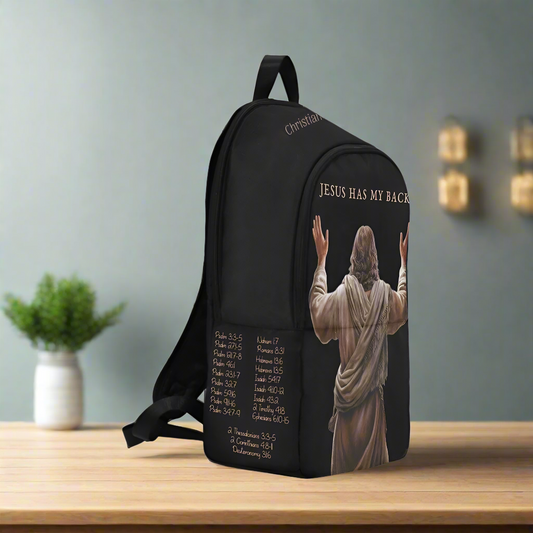 "Jesus Has My Back" Christian Backpack- with Bible Quotes