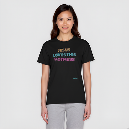 Unisex "Jesus Loves this Hot Mess" Christian Cotton Softstyle T-Shirt