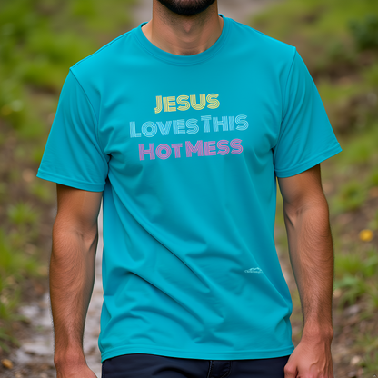 Unisex "Jesus Loves this Hot Mess" Christian Cotton Softstyle T-Shirt