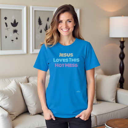 Unisex "Jesus Loves this Hot Mess" Christian Cotton Softstyle T-Shirt