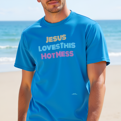Unisex "Jesus Loves this Hot Mess" Christian Cotton Softstyle T-Shirt