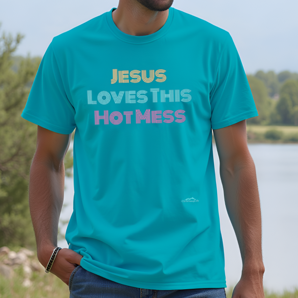 Unisex "Jesus Loves this Hot Mess" Christian Cotton Softstyle T-Shirt
