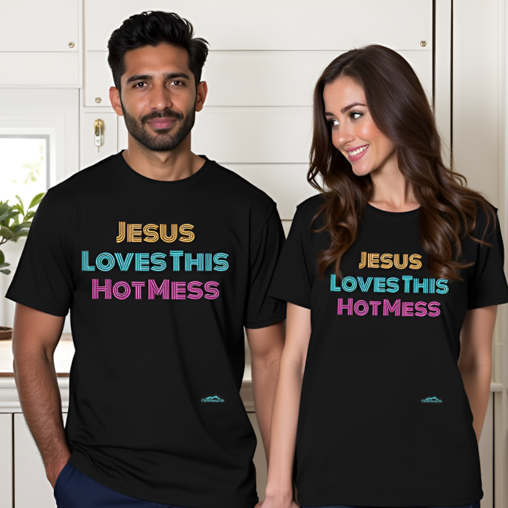 Unisex "Jesus Loves this Hot Mess" Christian Cotton Softstyle T-Shirt