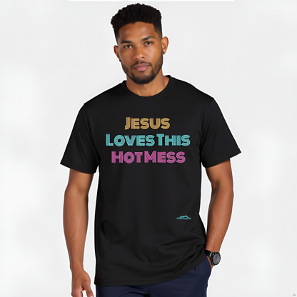 Unisex "Jesus Loves this Hot Mess" Christian Cotton Softstyle T-Shirt