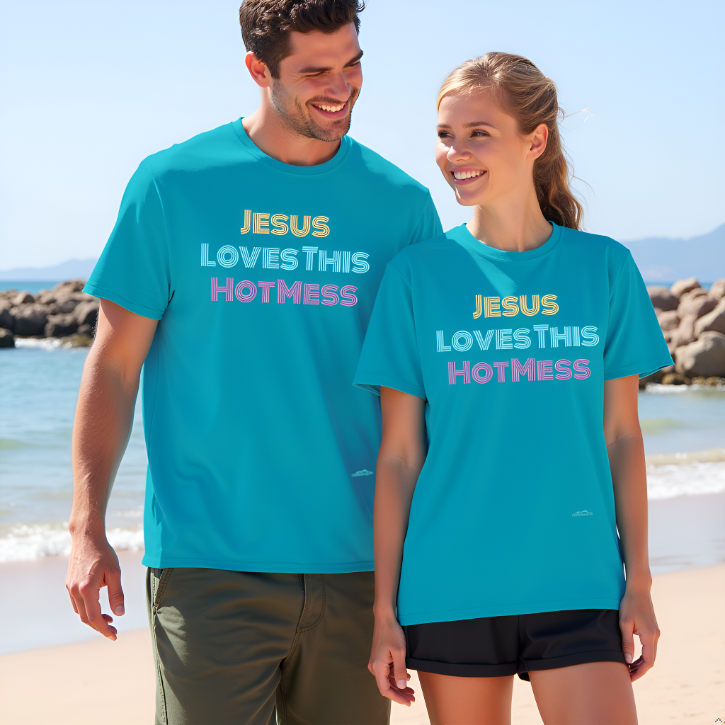 Unisex "Jesus Loves this Hot Mess" Christian Cotton Softstyle T-Shirt