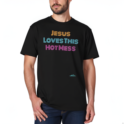 Unisex "Jesus Loves this Hot Mess" Christian Cotton Softstyle T-Shirt