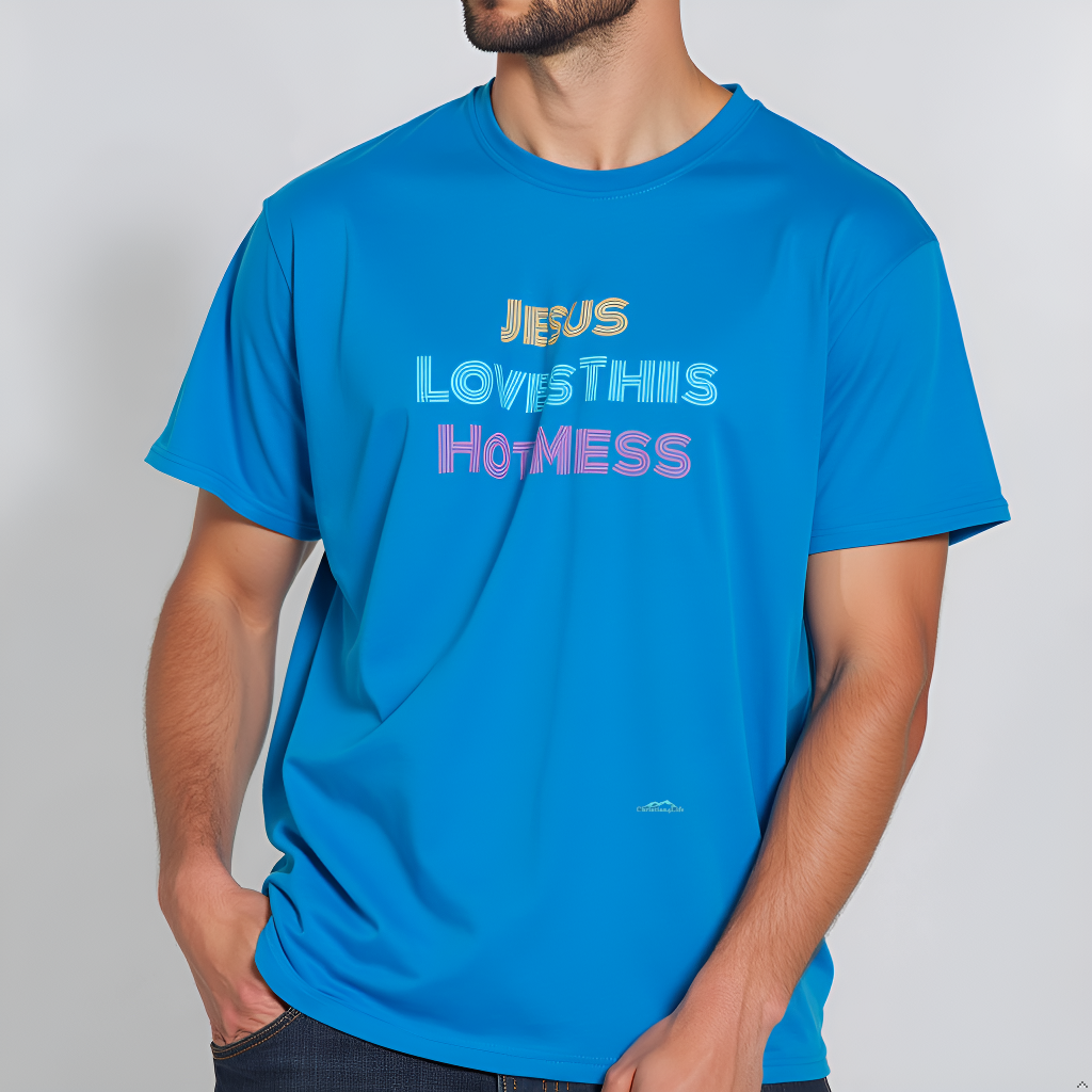 Unisex "Jesus Loves this Hot Mess" Christian Cotton Softstyle T-Shirt