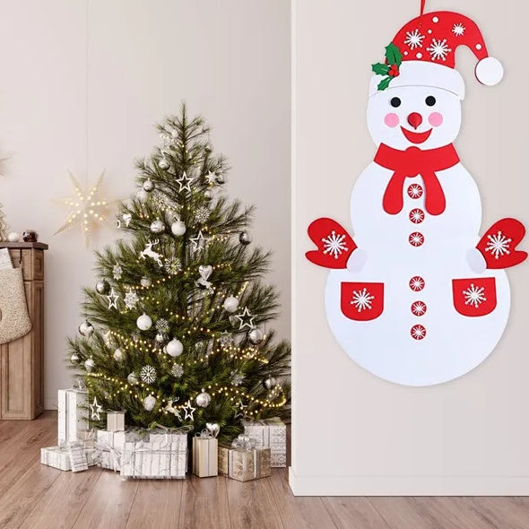 Felt Christmas Big Snowman 54pc Set, DIY Felt Christmas Hanging Decorations Home Decor Christian4Life