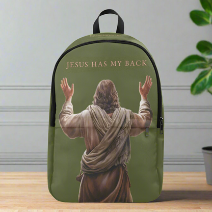 "Jesus Has My Back" Christian Backpack (Choose Green Shade)