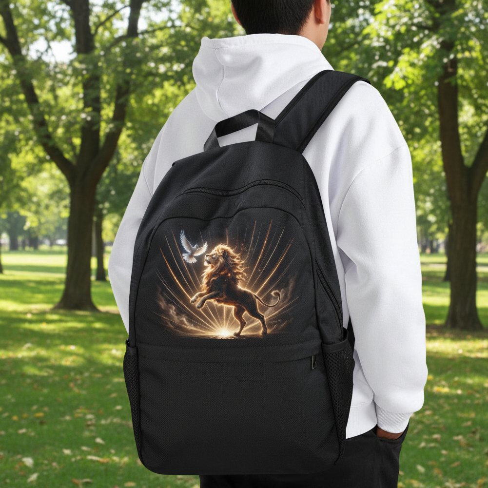 Lion of Judah and Holy Spirit with Golden Rays Casual Backpack