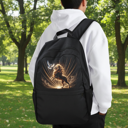 Lion of Judah and Holy Spirit with Golden Rays Casual Backpack