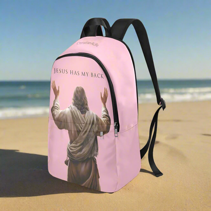 "Jesus Has My Back" Christian Backpack (Choose Pink Shade)