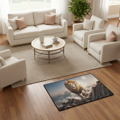 Lion of Judah and the Holy Spirit Area Rug with Black Binding 31"x20"