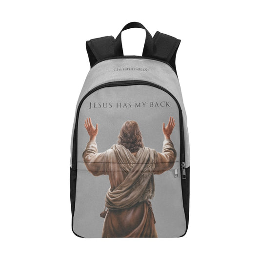 "Jesus Has My Back" Christian Backpack-Black Side Accent (Choose White or Grey shades)