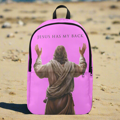 "Jesus Has My Back" Christian Backpack (Choose Pink Shade)